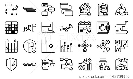 Business Process Management Vector Line Icon Set Business Process Management Vector Line Icon Set 143709902