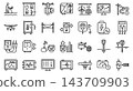 Electrical Power Grid Energy Measurement Vector Line Icon Set 143709903