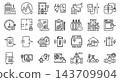 Energy Saving Smart Building Mechanical Equipment Line Icon Set 143709904