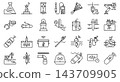 Oceanography Marine Exploration Equipment Line Icon Set 143709905