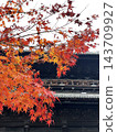 Bright red autumn leaves and the temple gate 143709927