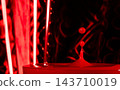 Red blood pouring into glass. Filling red wine into glass make splashing spill droplet blood around as crown. Abstract background, high speed photograph 143710019
