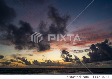 Amazing colorful clouds in sunset or sunrise sky nature light background Amazing colorful clouds in sunset or sunrise sky nature light background 143710285