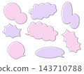 A simple set of pink and purple speech bubbles. 143710788