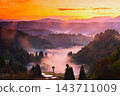 The dawn over the Yamakoshi rice terraces, enveloped in a sea of clouds and morning light. 143711009