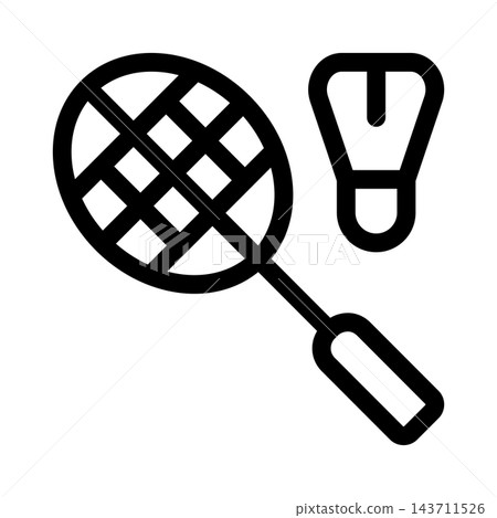 Racket and shuttlecock icon. Racket and shuttlecock professional line icon set with modern badminton and sport vector symbols. Racket and shuttlecock icon. Racket and shuttlecock professional line icon set with modern badminton and sport vector symbols. 143711526