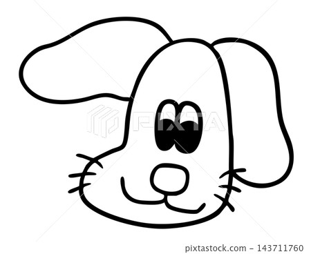 Hand drawn dog head shape outline for kid colouring book, art, painting, decoration, puppy cartoon, character, comic, mascot, stickers, tattoo, pet shop, vet, animal, home decor, house, yard, playtime 143711760