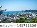 從玳園山眺望財巳座海灘、稻村崎和鎌倉的街景。 143711806