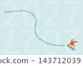 New Year's card design for enjoying snowboarding in winter 2027 143712039