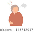 Illustration of a confused elderly woman and symptoms of dementia 143712917