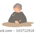 Illustration of an elderly person who is listless and depressed. 143712918