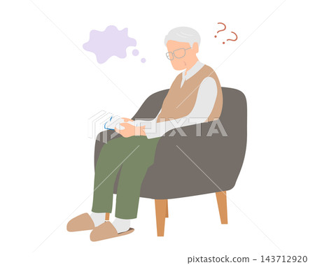 An elderly man with dementia who cannot understand the contents of text or documents. An elderly man with dementia who cannot understand the contents of text or documents. 143712920