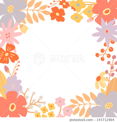 Hand-drawn flower and leaf frame in terracotta and warm colors (transparent PNG) Hand-drawn flower and leaf frame in terracotta and warm colors (transparent PNG) 143712964