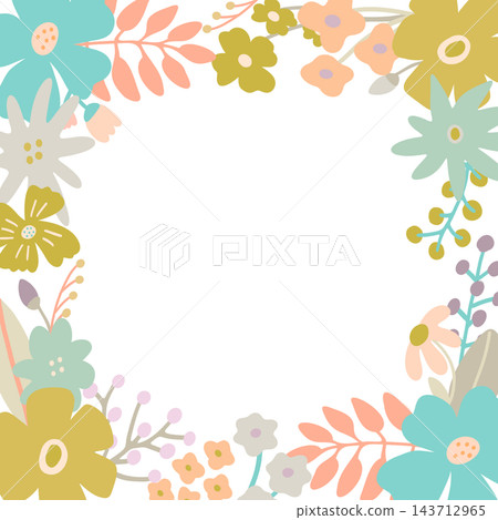 Hand-drawn botanical frame, Scandinavian style, mustard & turquoise (transparent PNG) Hand-drawn botanical frame, Scandinavian style, mustard & turquoise (transparent PNG) 143712965