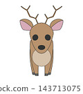 An illustration of a cute deer happily eating deer crackers (Nara, sightseeing). 143713075