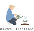 Senior woman watering plants 143713182