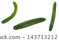Set of 3 cucumbers, transparent background, macro photography. 143713212