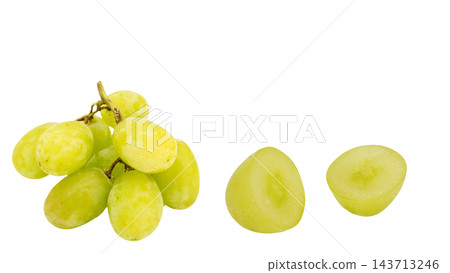 Crops, individual grapes, and cross-section of green grapes, with transparent background, macro photography. Crops, individual grapes, and cross-section of green grapes, with transparent background, macro photography. 143713246