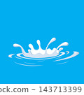 Milk liquid splashing isolated on solid color background. Realistic vector in 3D elements. Food and Drink concepts. 143713399