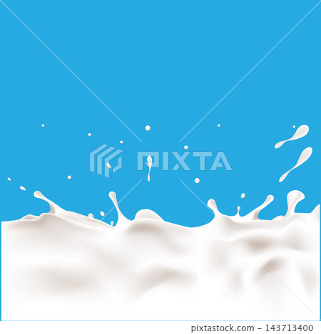 Milk liquid splashing isolated on solid color background. Realistic vector in 3D elements. Food and Drink concepts. Milk liquid splashing isolated on solid color background. Realistic vector in 3D elements. Food and Drink concepts. 143713400