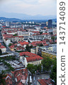 A vertical overhead view of the red roofs and the market square. 143714089