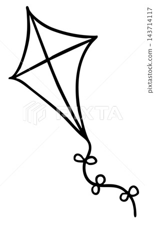 Hand drawn kite outline for kid colouring book, art, painting, playtime, summer vibes, park, picnic, outdoors, kids, children, playground, activity, sport, school, decoration, happy weekends, holidays Hand drawn kite outline for kid colouring book, art, painting, playtime, summer vibes, park, picnic, outdoors, kids, children, playground, activity, sport, school, decoration, happy weekends, holidays 143714117