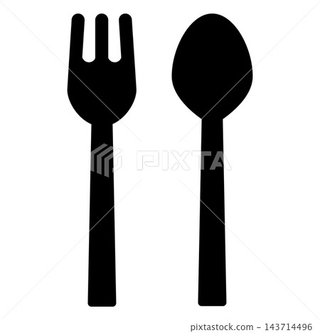 Fork and spoon silhouette icon Fork and spoon silhouette icon 143714496