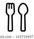 Line art icons of a fork and spoon 143714497