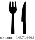 Fork and knife silhouette icon 143714498