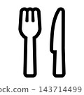 Line art icon of a fork and knife 143714499