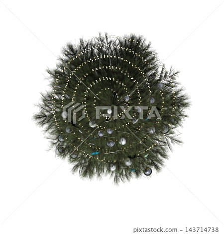 Christmas tree with decorations, isolate on a transparent background, 3d illustration, cg render Christmas tree with decorations, isolate on a transparent background, 3d illustration, cg render 143714738