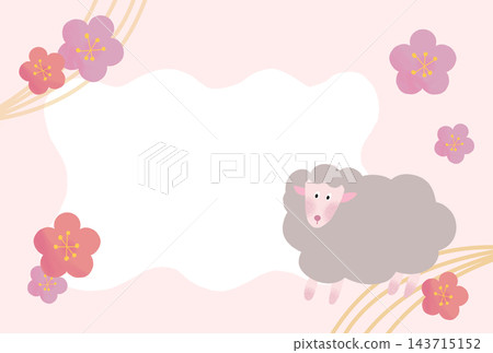 Cute sheep New Year's card frame Cute sheep New Year's card frame 143715152