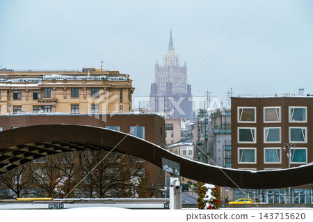 Moscow Winter Cityscape With Historic Skyscraper Moscow Winter Cityscape With Historic Skyscraper 143715620