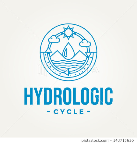 minimalist hydrological cycle process line art badge icon logo vector illustration design. simple modern water, hydrological, cycle, and landscape emblem logo concept minimalist hydrological cycle process line art badge icon logo vector illustration design. simple modern water, hydrological, cycle, and landscape emblem logo concept 143715630