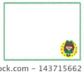 Cute illustration frame of a Christmas girl and a teddy bear. 143715662