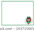 Cute illustration frame of a Christmas girl and a teddy bear. 143715665