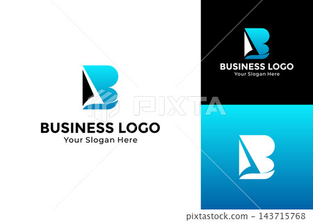 Creative letter B wave logo illustration. Silhouette sailing boat concept logo design template Creative letter B wave logo illustration. Silhouette sailing boat concept logo design template 143715768