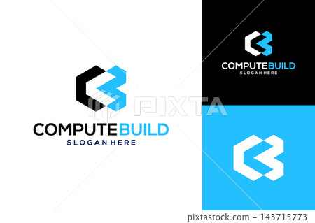 Geometric letter C B technology and real estate logo design template. Initial C and B building logo design Geometric letter C B technology and real estate logo design template. Initial C and B building logo design 143715773