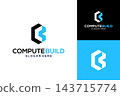 Geometric letter C B technology and real estate logo design template. Initial C and B building logo design 143715774