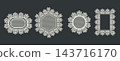 Delicate floral lace collection with elegant frames, decorative borders, and traditional ornamental patterns 143716170