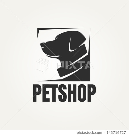 minimalist dog head silhouette icon logo vector illustration design. simple modern pet shops, veterinary, and animals shelters logo concept 143716727