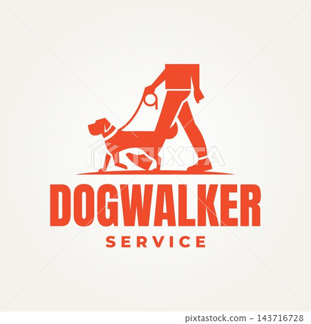 minimalist dog walker service icon logo vector illustration design 143716728