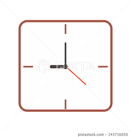 Minimal Analog Clock Showing Nine O'Clock with Clearly Defined Clock Hands 143716850
