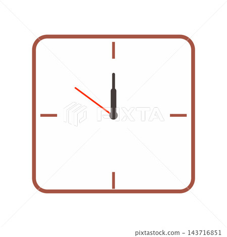 Minimal Analog Clock Showing Twelve O'Clock with Clearly Defined Clock Hands Minimal Analog Clock Showing Twelve O'Clock with Clearly Defined Clock Hands 143716851
