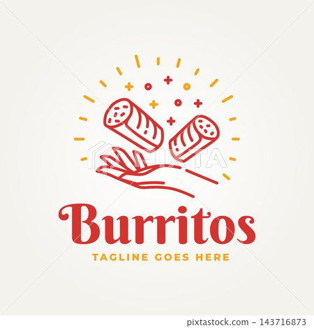 minimalist burritos that fly above the hand line art icon logo vector illustration design. simple modern mexican street food logo concept minimalist burritos that fly above the hand line art icon logo vector illustration design. simple modern mexican street food logo concept 143716873