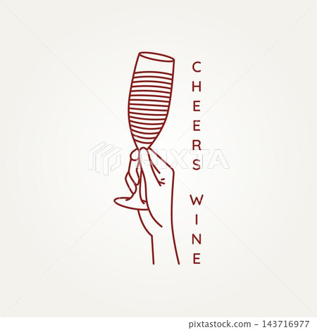 minimalist hands with wine glass cheers line art icon logo vector illustration design. simple modern restaurant or bar logo concept minimalist hands with wine glass cheers line art icon logo vector illustration design. simple modern restaurant or bar logo concept 143716977