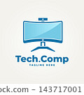 minimalist tech computer with monitor flat icon logo vector illustration design. simple modern computer, internet, tech shop logo concept 143717001