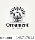 simple modern ornament kitchen line art icon badge logo vector illustration design. simple modern beverage restaurant logo concept 143717018