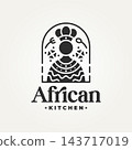 minimalist african cultural kitchen food line art icon badge logo vector illustration design. simple modern beverage restaurant logo concept 143717019