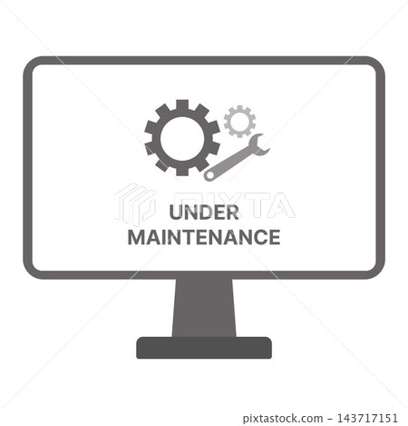 Website Under Maintenance Notification with Gear and Wrench on Computer Monitor Website Under Maintenance Notification with Gear and Wrench on Computer Monitor 143717151